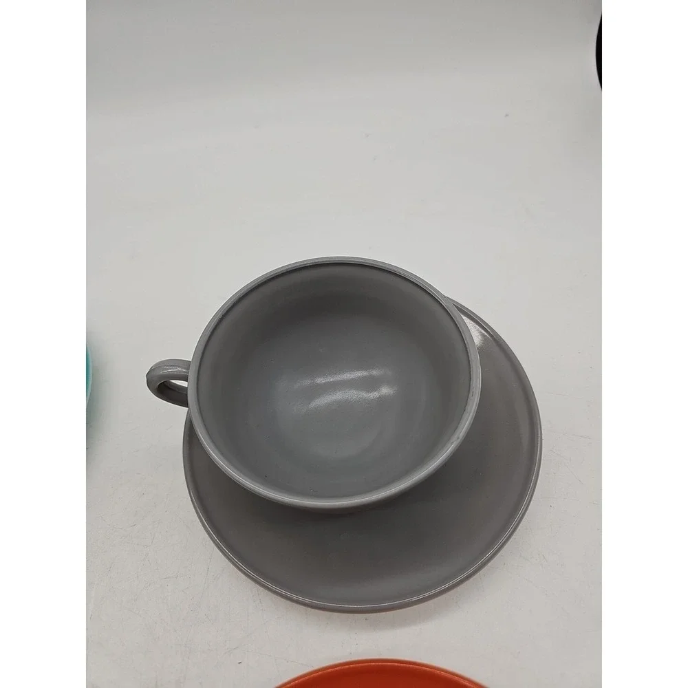 VTG‎ Mid Century Hazel Atlas Teacup And Saucer All Colors Set Of 4 Pretty